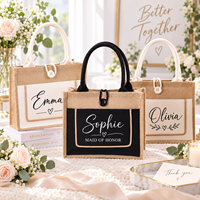 Sac fourre-tout personnalisé en toile de jute, sac cadeau personnalisé, fermeture à bouton, sac de shopping réutilisable, sac fourre-tout avec poche avant