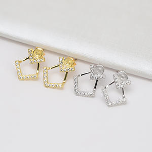 Boucles d'oreilles tendance pour femme Wenchi en argent S925 et perles 6-7, motif couronne simple, accessoires de bijoux DIY semi-finis 15945 - Product Image 1