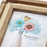 Jinnhome-marco de fotos pequeño de madera, 5x7 pulgadas, ratán, para pared del hogar o Decoración de mesa