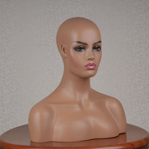 Commercio all'ingrosso realistico espositore parrucca femminile sorridente africano americano manichino testa in fibra di vetro spalle per <span class=keywords><strong>parrucche</strong></span> per il trucco dei capelli delle ragazze - Product Image 2