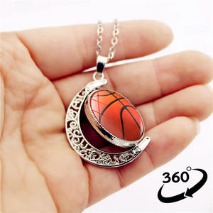 Pendentif lune rotatif double face Chaîne de <span class=keywords><strong>chandail</strong></span> Trendy Basketball Football <span class=keywords><strong>Volleyball</strong></span> Collier de pierres précieuses rotatives pour hommes femmes - Product Image 2