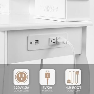 Bàn trang điểm thiết lập với LED chiếu sáng gương và ổ cắm điện 4 ngăn kéo 3 chế độ chiếu sáng phòng ngủ - Product Image 4