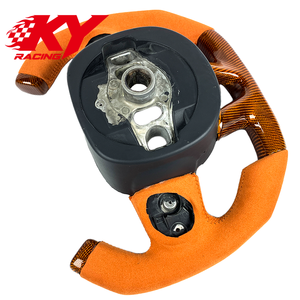Volant personnalisé en cuir et fibre de carbone orange avec palettes de changement de vitesse pour Dodge Challenger Charger Durango Hellcat SRT R/T - Product Image 2