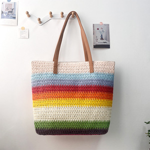 New Eco-Friendly Raffia Straw Handmade Women Versatile Crochet Woven <b>Bags</b> Shoulder Mommy Beach <b>Tote</b> <b>Bag</b> for Autumn - Product Image 1