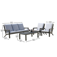 OSMEN Canapé Hami Cadre en aluminium Blanc ou Gris foncé Ensemble de 4 canapés uniques pour terrasse extérieure