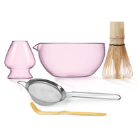 Kit de Service à Thé Matcha en Verre : Bol Matcha avec Bec Verseur et Fouet, Cuillère à Matcha, Support pour Chasen – Cadeau Idéal pour la Cérémonie du Thé Matcha