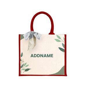 New <b>Ribbon</b> Gift Bag Custom Wedding Bridesmaid Bride Hand Carry Bag One Shoulder <b>Jute</b> Handheld Gift Bag - Product Image 5