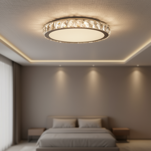Plafonnier LED moderne en fer chromé et cristal, 19,7 pouces, à montage encastré, dimmable, 45W, économie d'énergie, pour salon et chambre à coucher - Product Image 2