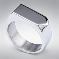 Edelstahl Blanko-Siegelring Unisex Polierter Quadratischer Fingerring Individuell Gravierter Modischer Schmuck für Männer und Frauen