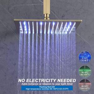 Enga 12 \ "Oro cepillado Termostático Techo Lluvia Cuerpo Chorros Sistema Acero inoxidable para uso en apartamentos Todas las funciones simultáneas - Product Image 2