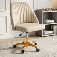 Chaise de bureau contemporaine Sweetcrispy sans accoudoirs, en tissu, avec base chromée, pivotante et réglable, pour la maison et les petits espaces