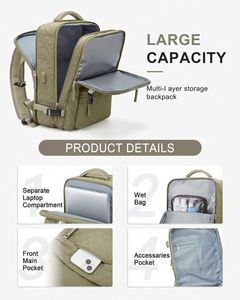 Free Sample Travel <b>Backpack</b>,Carry On <b>Backpack</b> for Women,Airline <b>Flight</b> Approved Waterproof 14 Inch Laptop <b>Backpack</b> with Shoe - Product Image 4