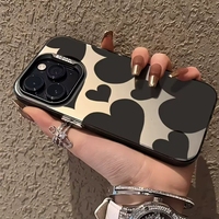 Coque de téléphone tendance noire en forme de cœur colorée pour iPhone 17 Pro Max 16 Plus 15 Pro 14 13 12 11 IMD Funda Housse arrière de téléphone portable