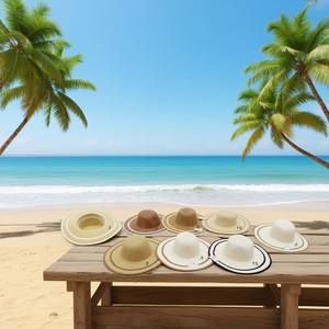 Sombrero de Paja de 42 cm con Rayas, Ala Ancha, Protección Solar para Verano, Uso en Exteriores - Product Image 3