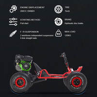 LONGWISE LWGK-208 Nuevo Go Kart de Pedales 208cc 4 Tiempos a Gasolina con Transmisión por Cadena y Freno de Disco Hidráulico para Exteriores 6/7 Pulgadas para Adultos