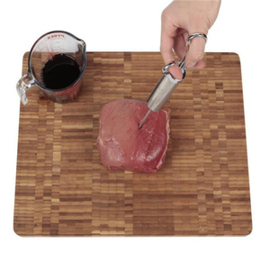 Accessoires de cuisine, seringue à viande en acier inoxydable robuste de 2 oz avec brosse en silicone pour barbecue - Product Image 3
