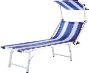 Chaise longue de jardin inclinable en aluminium avec auvent supérieur réglable en textile pour l'extérieur - Product Image 1