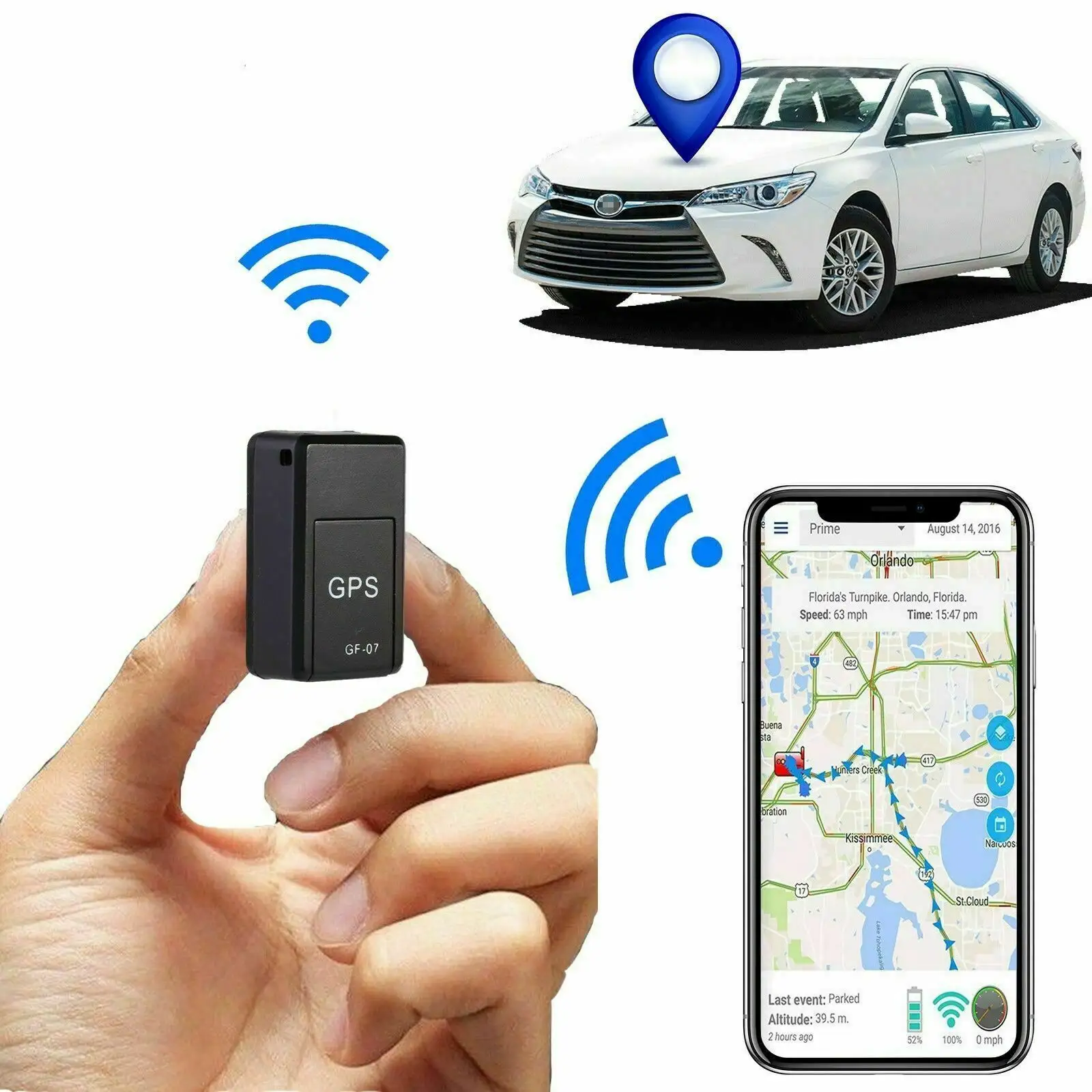 GF-07 Mini GPS Perangkat Pelacak SOS Magnetik Waktu Siaga Panjang untuk Kendaraan/Anjing/Hewan Peliharaan/Orang Sistem Pelacak Lokasi