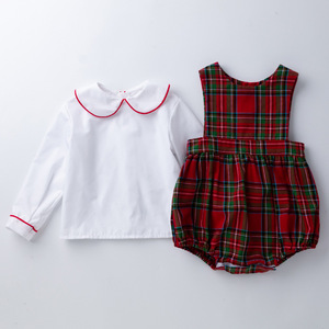Custom <strong>Christmas</strong> Tartan Plaid Newborn Clothes <strong>Girls</strong> Boys Bodysuit Infant Long Sleeve White Shirt <strong>Jumper</strong> Baby Romper Set - Product Image 3