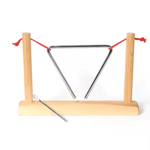 Accesorio <span class=keywords><strong>de</strong></span> instrumento <span class=keywords><strong>de</strong></span> percusión del fabricante <span class=keywords><strong>de</strong></span> triángulo musical con base <span class=keywords><strong>de</strong></span> madera Orff <span class=keywords><strong>de</strong></span> 8 pulgadas - Product Image 4
