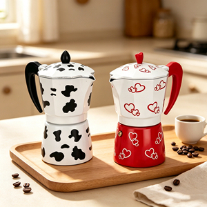 Cafetière Moka Rétro en Aluminium pour 3 ou 6 Tasses, Machine à Expresso Italienne pour Plaque de Cuisson, Personnalisable (Couleur, Logo, Motif), <span class=keywords><strong>Percolateur</strong></span> à Café OEM - Product Image 2