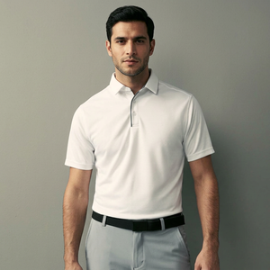Camiseta de Golf Unisex de Manga Corta 100% Algodón Antiarrugas con Bolsillo para Hombre, Logotipo Personalizado Bordado OEM - Product Image 1