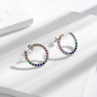 Pendientes MaiNa Exotic Chic de acero inoxidable para mujer, incrustaciones multicolores tipo gemas, aretes modernos, adornos para fiestas
