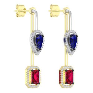 Pendientes de Plata de Ley 925 con Baño de Rodio y Circonita Cúbica Azul en Forma de Pera, Diseño Halo, para Mujer, Ideales para Bodas, Fiestas o Regalos - Product Image 3