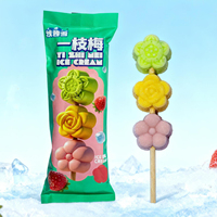 Bon prix, bâtonnets de crème glacée aux saveurs fruitées, en forme d'animaux de dessin animé, trois couleurs, 50g*24 pièces par boîte, prend en charge l'OEM