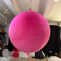 Décoration gonflable suspendue en forme de boule en peluche pour soirées en boîte de nuit, mariages et événements, boule gonflable rose rêveuse pour affichage en centre commercial