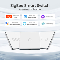 Smartdust Tuya Zigbee Smart Switch Cadre en aluminium argenté EU Fil neutre requis Light Touch Compatible Alexa Google Home 10A