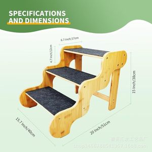 Escabeau en bois pour animaux de compagnie, 4 marches, pour chiens et chats, utilisation domestique, mobilier pour animaux - Product Image 3