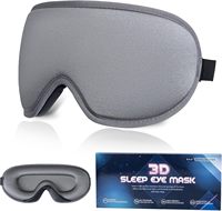 Masque de sommeil 3D profilé avec boîte, cache-yeux occultant la lumière, bandeau pour les yeux pour les voyages, les pauses, le sommeil, la méditation, gris
