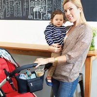 Organisateur de poussette universel en néoprène pour parents, solution tout-en-un avec compartiment isotherme pour aliments et boissons