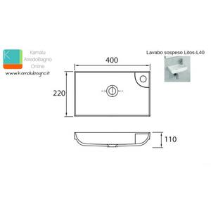 Lavabo Ovale Moderno 40cm Litos-L40 Kamalu in Porcellana e Ceramica Resistente per Uso Domestico, Ristorante e Bagno d'Hotel - Product Image 2