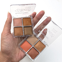 Palette d'ombres à paupières quatre couleurs avec logo personnalisé Palette d'ombres à paupières mates scintillantes longue durée et imperméables à haute teneur en pigments