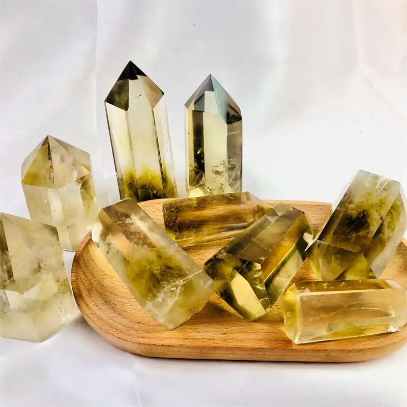 Rainbow Natural Stone Smoky Citrine Crystal Wand Quartz Crystal Tower Point Spiritual Gifts Wholesale