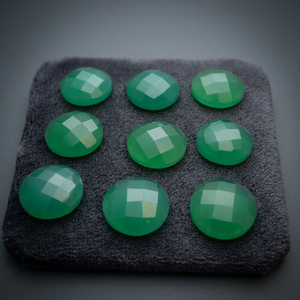 <b>Top</b> Selling Natural Green Onyx Loose Gemstone 16X16MM Round <b>Rose</b> Cut for High Quality Rings - Product Image 4