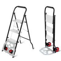 Chariot d'entrepôt multifonctionnel Deliladder avec plateforme pliable en aluminium et chariot de courses mobile