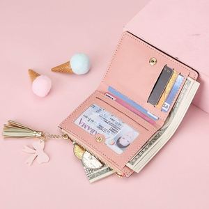 Cute Cat Wallet Women Girls <b>Small</b> Bifold Wallet PU Leather Card Holder Clutch <b>Purse</b> with Tassel Pendant Multi-Card Slot Wallet - Product Image 3