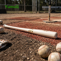 YumuQ Vente en gros d'usine Batte de baseball en bois d'érable monobloc Batte d'entraînement en bois inachevée avec couleur de taille personnalisée