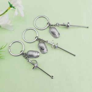 Porte-clés pendentif en métal 3D créatif, style vintage, en forme de sabre floral, cadeau pour club, commémoratif de compétition lourde - Product Image 3