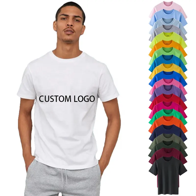Großhandel Unisex White T-<span class=keywords><strong>Shirts</strong></span> keine Label Marke in loser Schüttung Plain 100% Baumwolle Grafik T-Shirt Custom Logo Team Herren Sommer T-Shirt