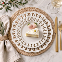 Assiette creuse en céramique blanche gaufrée, style vintage, en porcelaine, décorative, pour servir, pour mariage, fête, décoration de table