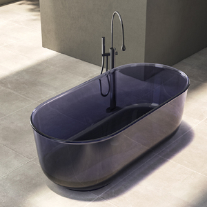 Forma ovale ammollo pietra artificiale vasca da bagno in resina color <span class=keywords><strong>ambra</strong></span> vasca da bagno in resina di cristallo colorato - Product Image 6