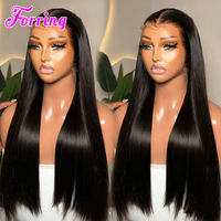 Wig Rambut Asli Vietnam 250% Density 13x4 Bone Straight Lace Front dengan Baby Hair, Pre-Plucked HD Transparan untuk Wanita