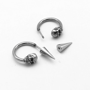 Pendientes con forma de esqueleto de yunnique, joyería redonda de acero de titanio para fiestas, para hombres y mujeres - Product Image 4