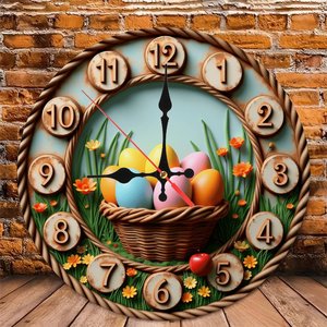 <b>Round</b> Wooden Wall Clock 25x25Cm Silent Non Ticking Easy Hang Home Indoor Decor - Product Image 5