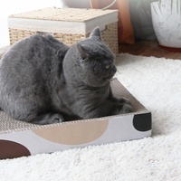 Panier en carton ondulé pliable, Design moderne, pour chat, grattoir, jouets à la mode, Logo personnalisé, emballage de meubles, lit en papier pour animaux de compagnie, 50 pièces