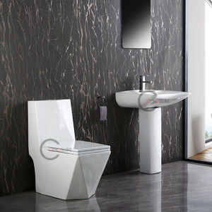 อ่างล้างหน้าทรงกระบอกสีขาวสำหรับโครงการโรงแรม ซื้อจำนวนมาก อ่างเซรามิกแบบตั้งพื้น แข็งแรงทนทาน ผิวเคลือบเงาสีขาว - Product Image 2